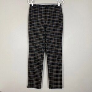 J Jill Womens Plaid Pants Stretch Ponte Slim Fit Leg Trousers Size M Workwear